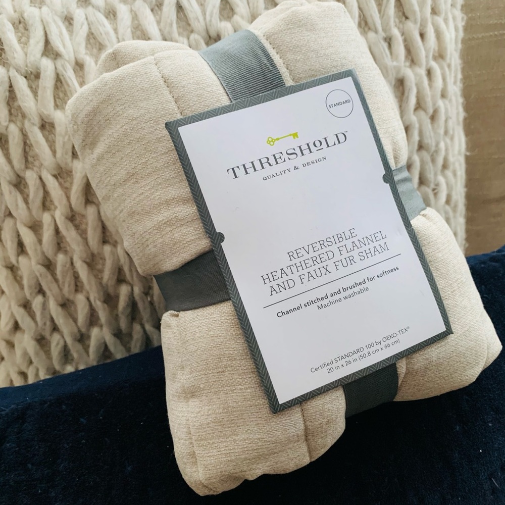 Threshold reversible flannel pillow sham-standard